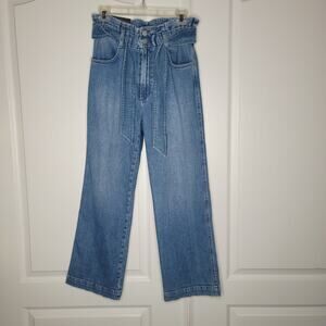 Joes Jeans Womens 27" Paperbag Waist Belted Blue Jeans Trouser Pants NEW